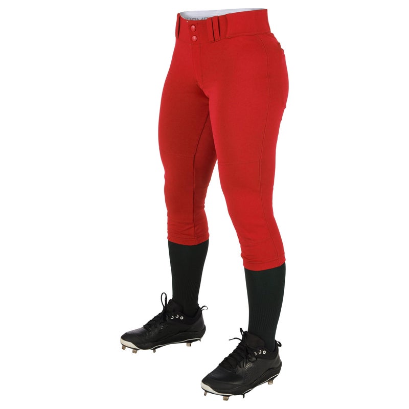 CHAMPRO Women's Tournament Traditional Low-Rise Polyester Softball Pant, Large, Scarlet - Image 1